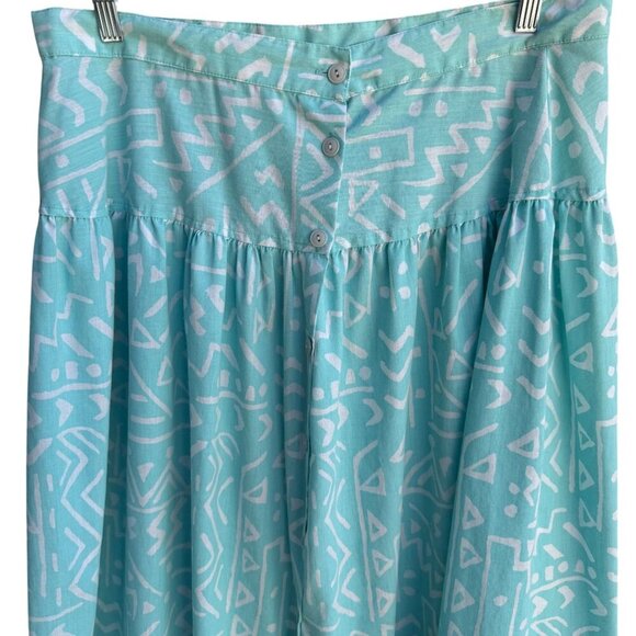 Richard Simmons Signatures Vintage Turquoise Button-Front Drop Waist Skirt 38 - Picture 2 of 9